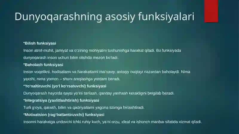 Dunyoqarashning moxiyati tuzilishi va asosiy funksiyalari 4