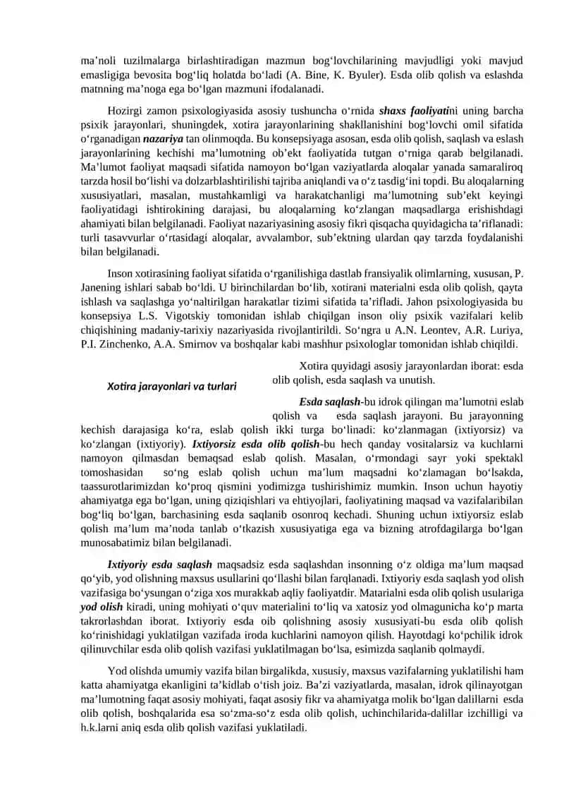 Xotira va uning nerv fiziologik asoslari 4