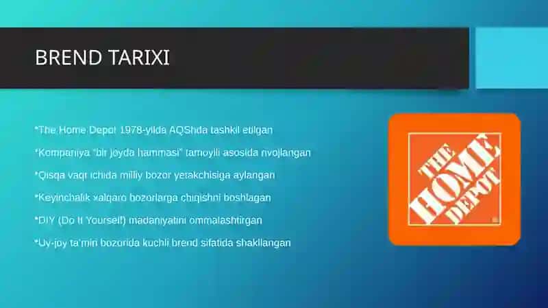THE HOME DEPOT KOMPANIYASINING XALQARO MARKETING STRATEGIYASI 4