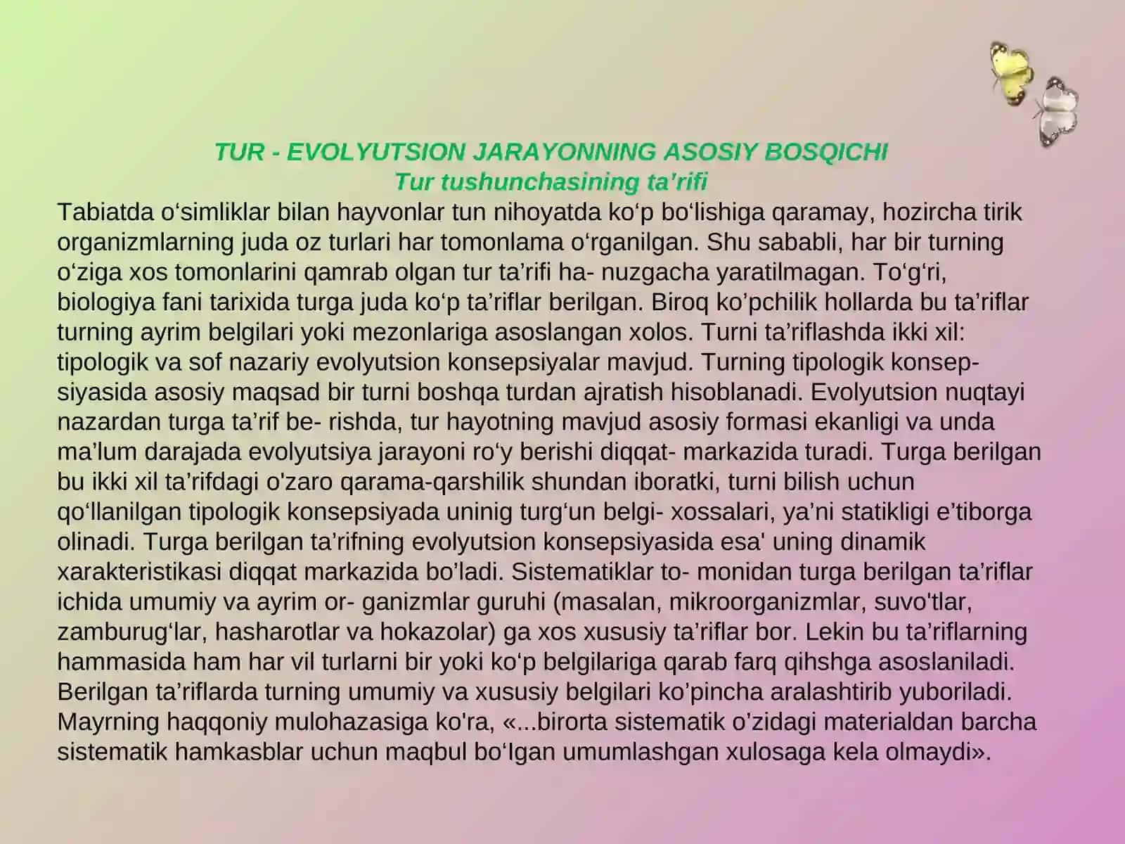 Populyatsi turning tuzilishi va evolyutsiyaning boshlang’ch birligi 4