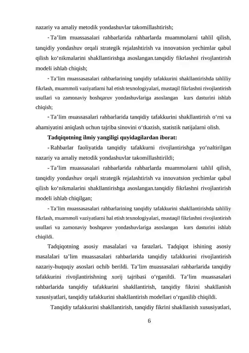 TА’LIM MUАSSАSАSLАRI RАHBАRLАRIDА  TАNQIDIY FIKRLАSHNI RIVOJLАNTIRISH METODLАRI 4