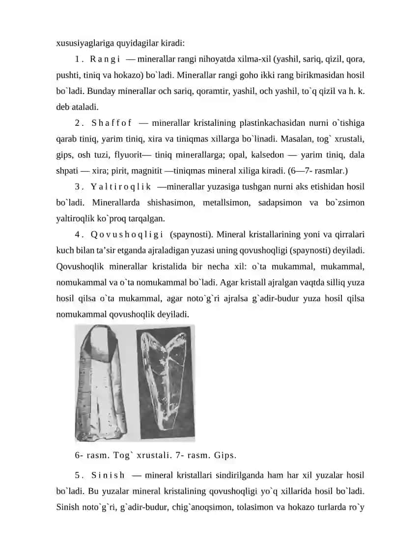 TOG‘ JINSINI HOSIL QILUVCHI MINERALLAR VA ULARNING FIZIK VA KIMYOVIY XOSSALARI 4