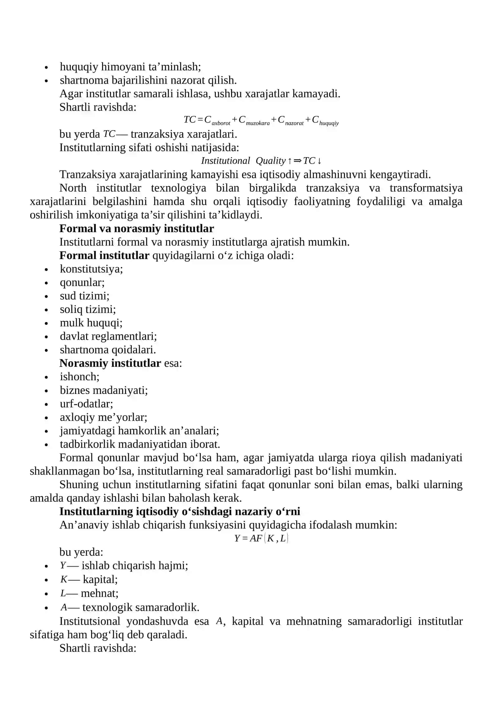 INSTITUTLARNING IQTISODIY O‘SISHGA TA’SIRI BO‘YICHA ILMIY MANBALAR ASOSIDA TAHLILIY MA’RUZA 4