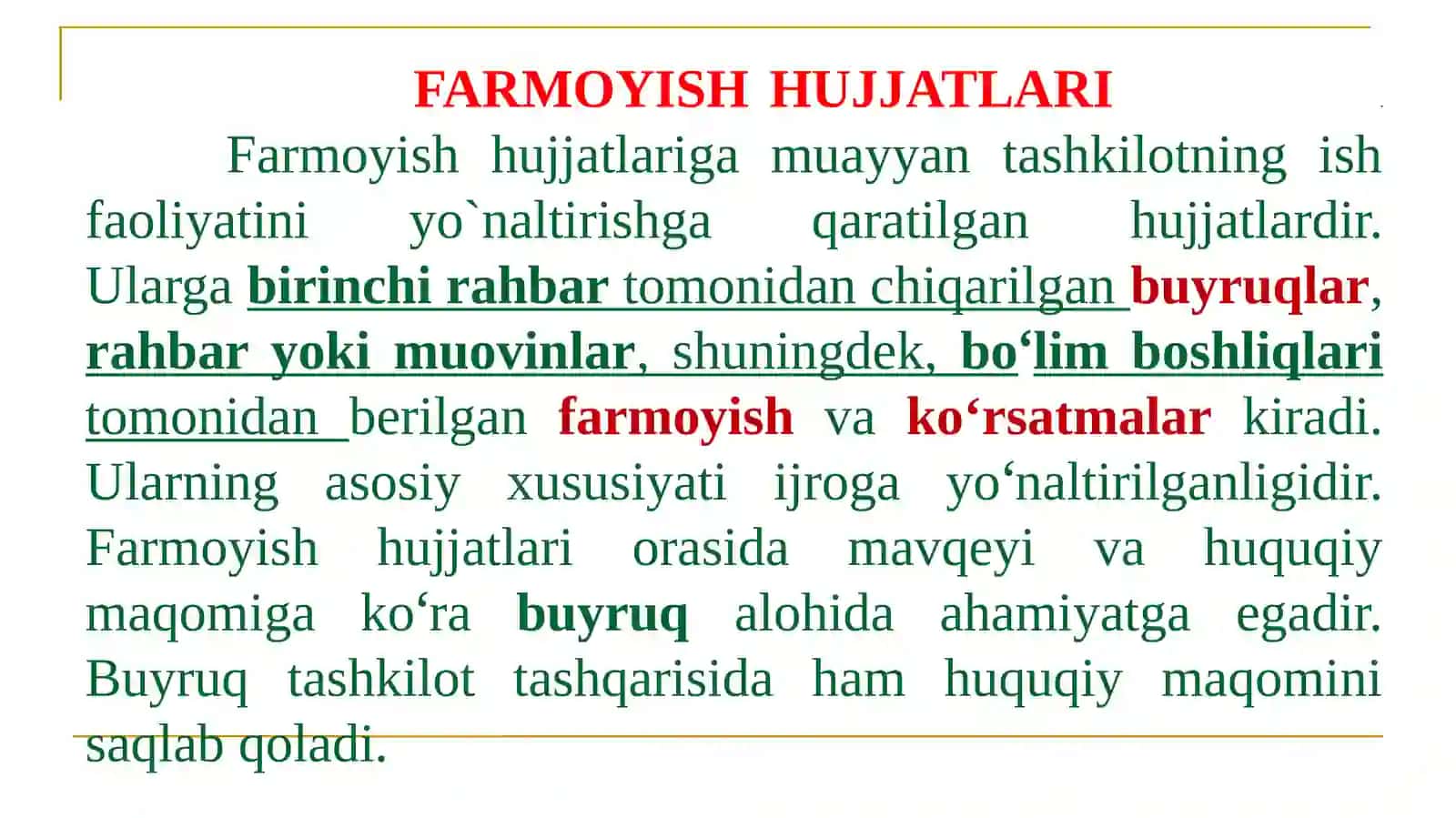 FARMOYISH HUJJATLARI 4
