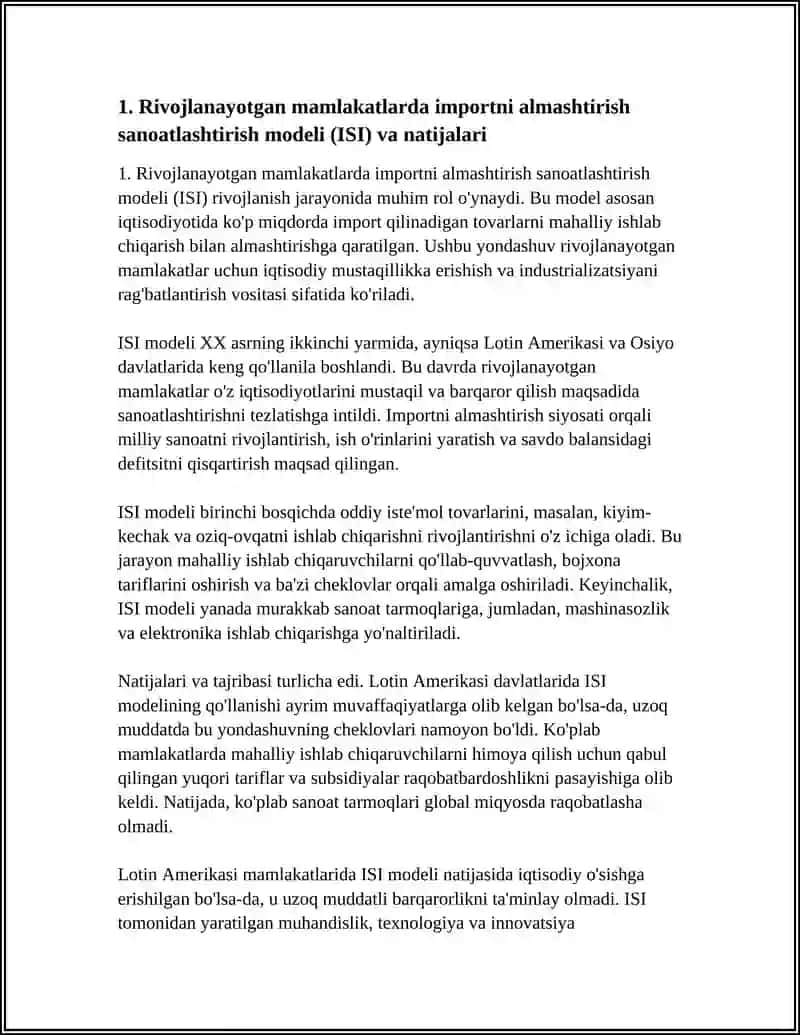 Rivojlanayotgan Mamlakatlarning Sanoatlashish Modellari 4