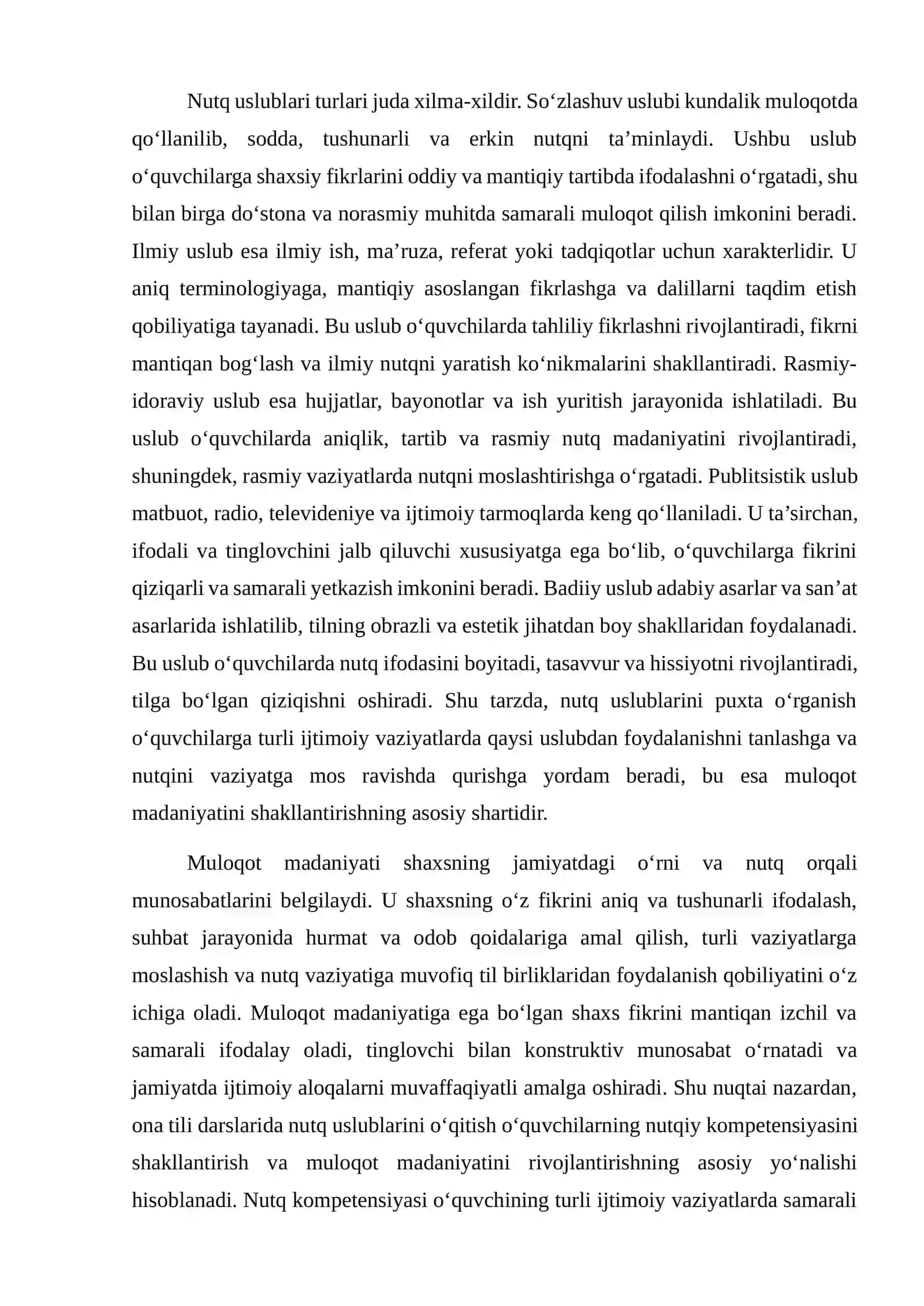 Nutq uslublarini o'qitish orqali o'quvchilarda muloqot madaniyatini shakllantirish metodikasi 4