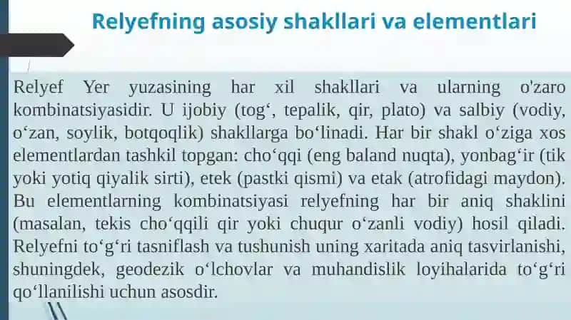 Yer relyefi va uni xaritalarda tasvirlash usullari 4
