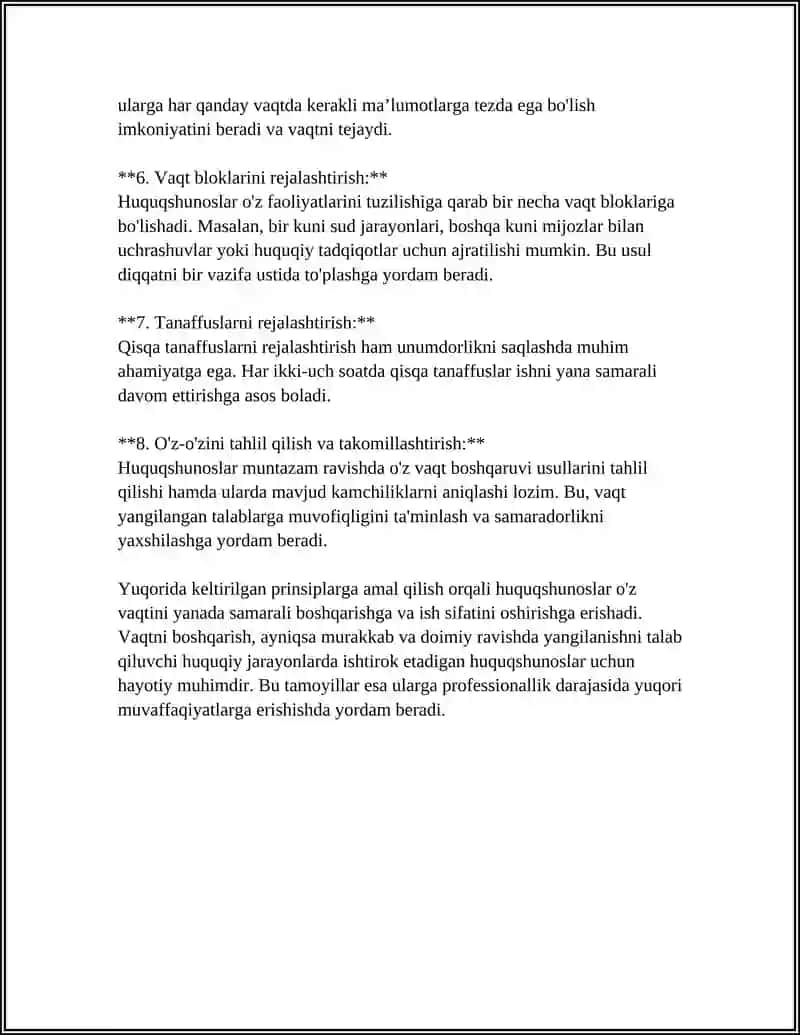 VAQTNI HUQUQSHUNOS HAYOTI VA MEHNAT FAOLIYATIDAGI AHAMIYATI 4
