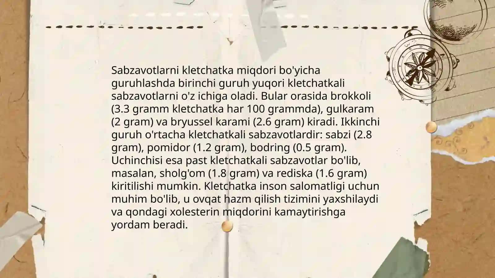 Sabzavotlardagi kletchatka miqdorini aniqlash 4