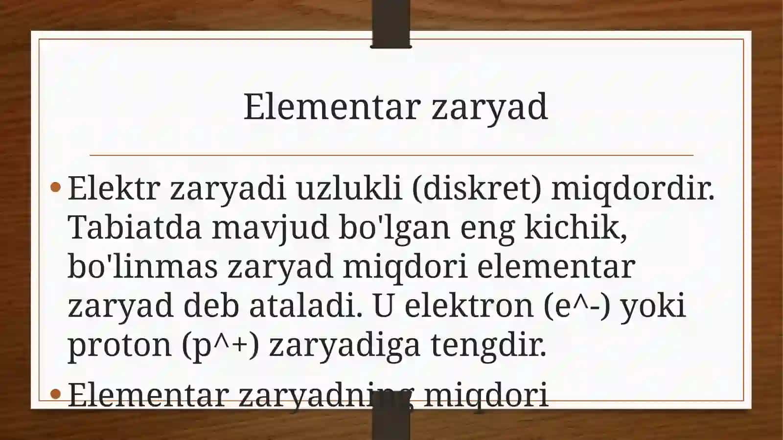 Kulonqonuni. Elementar zaryad. Elektr zaryadlarning saqlanish qonuni. Elektr maydoni. Elektr maydon kuchlanganligi. Kuchlanganlik chiziqlari. Elektr maydonlarni qo'shishning superpozitsiya prinsipi 4