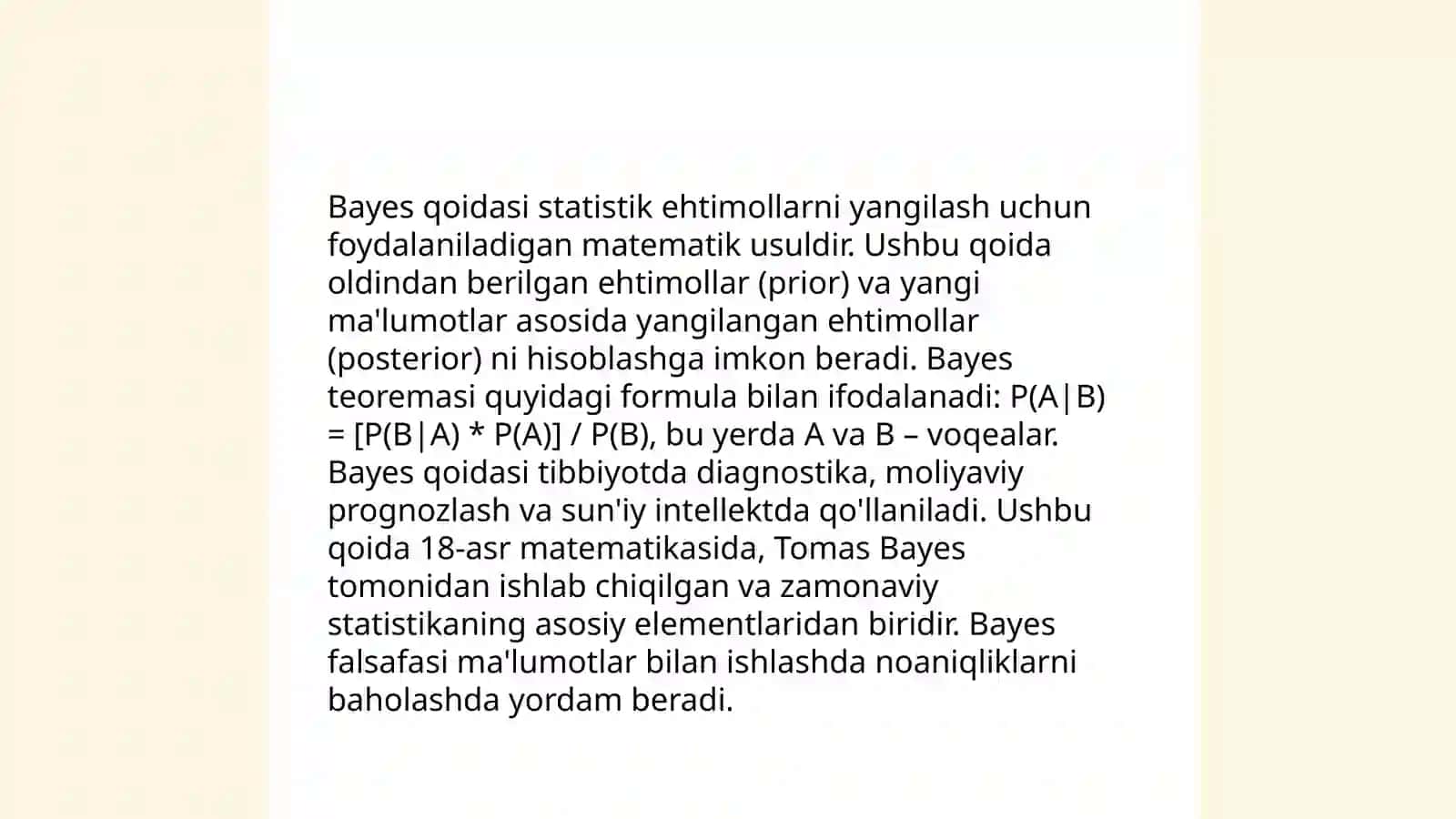 Hodisalarning bog’liqsizligi. To’la ehtimollik va Bayes formulalari 4