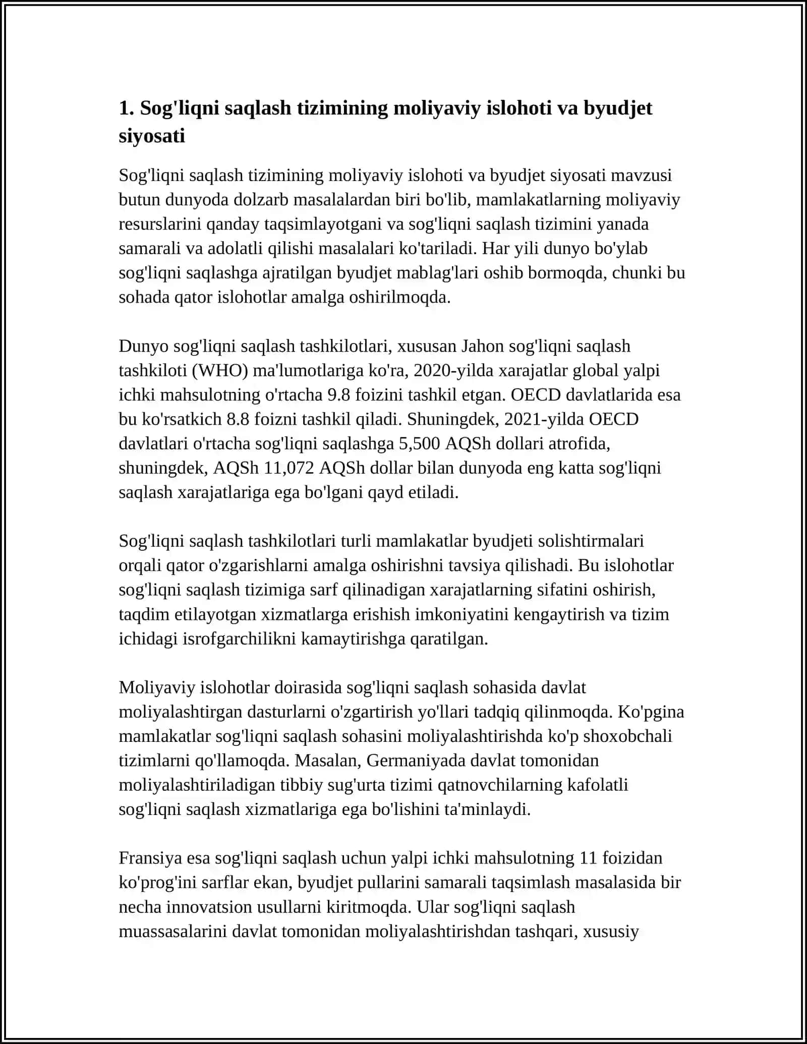 MUSTAQILLIK YILLARIDA SOG'LIQNI SAQLASH TIZIMI ISLOHOTLARI 4