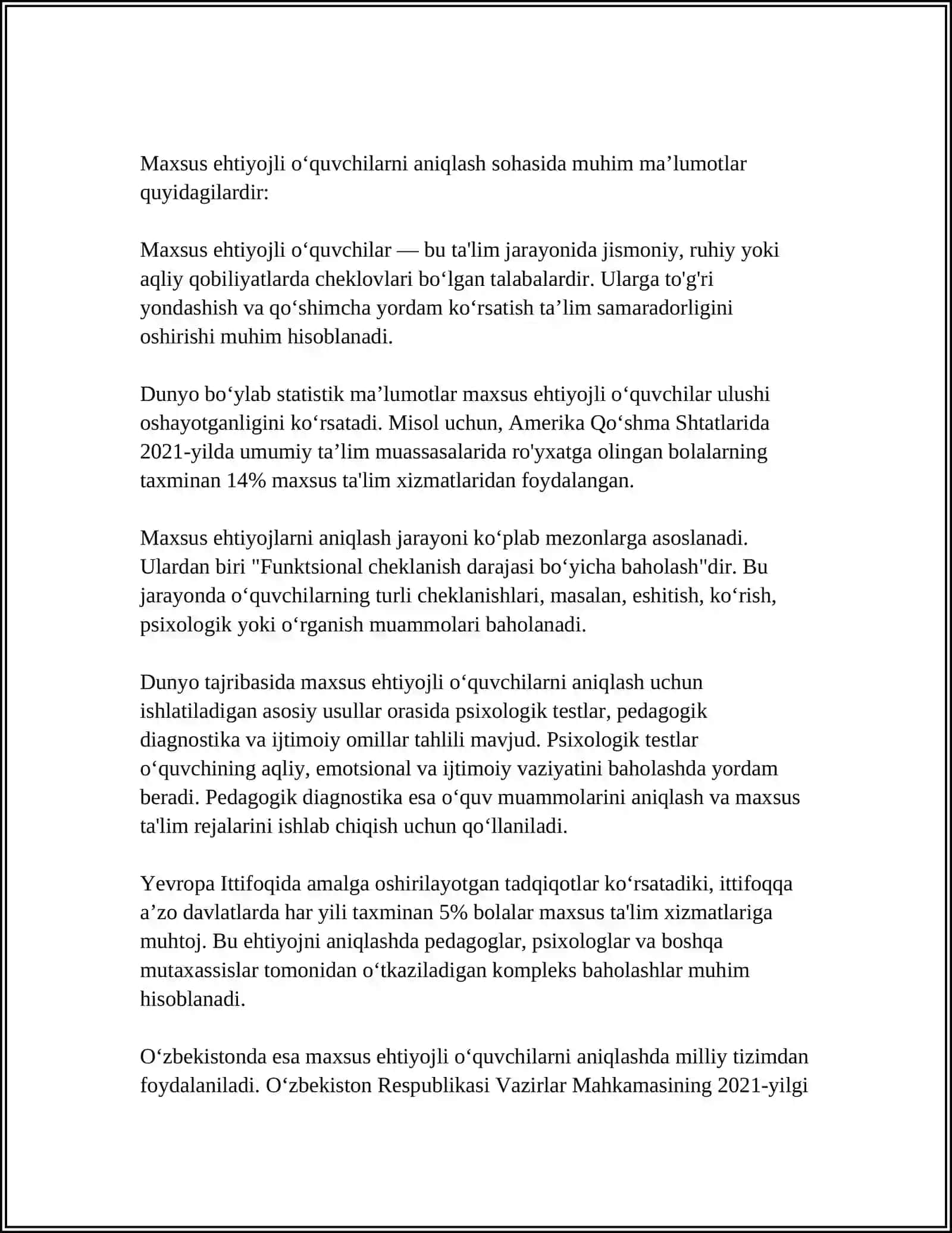 PEDAGOGIK O'QUV ADABIYOTLARI VOSITASIDAN INKLYUZIV TA'LIMDA MUHTOJ O'QUVCHILAR BILAN ISHLASH 4
