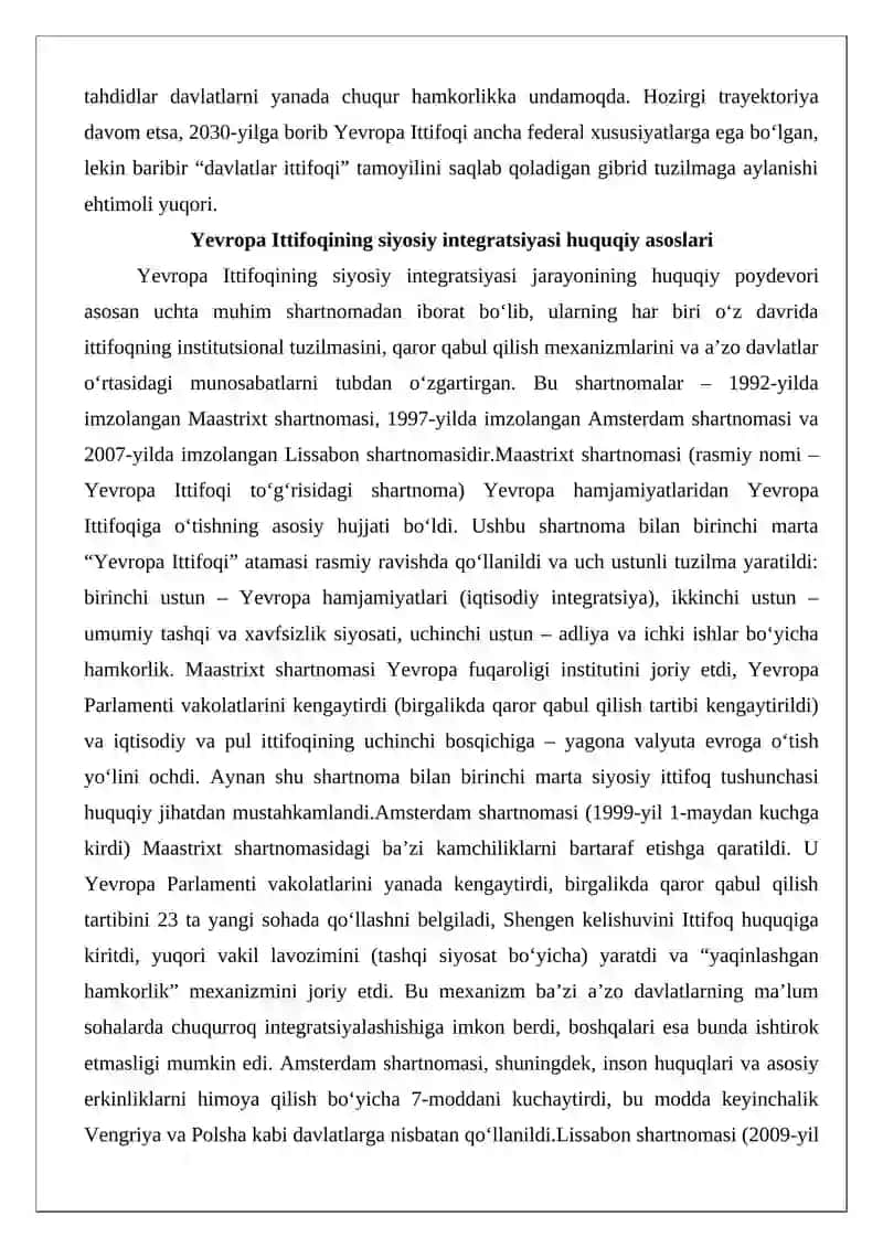Yevropa Ittifoqining siyosiy integratsiya jarayoni 4