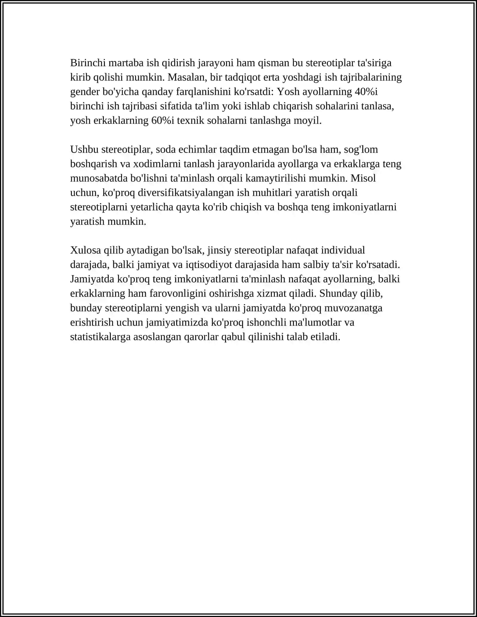 GENDER STRUKTURASINING MEHNAT BOZORIGA TA’SIRI 4