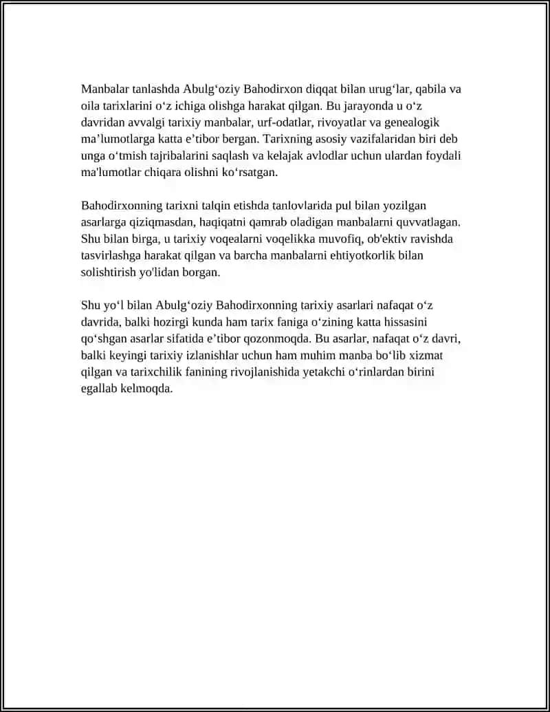 ABULGʻOZIY BAHODIRXON MUHAMMAD YUSUF BAYONIY BEHBUDIY VA FITRATLARNING TARIXIY ASARLARIDA TARIX FANI TALQINI 4