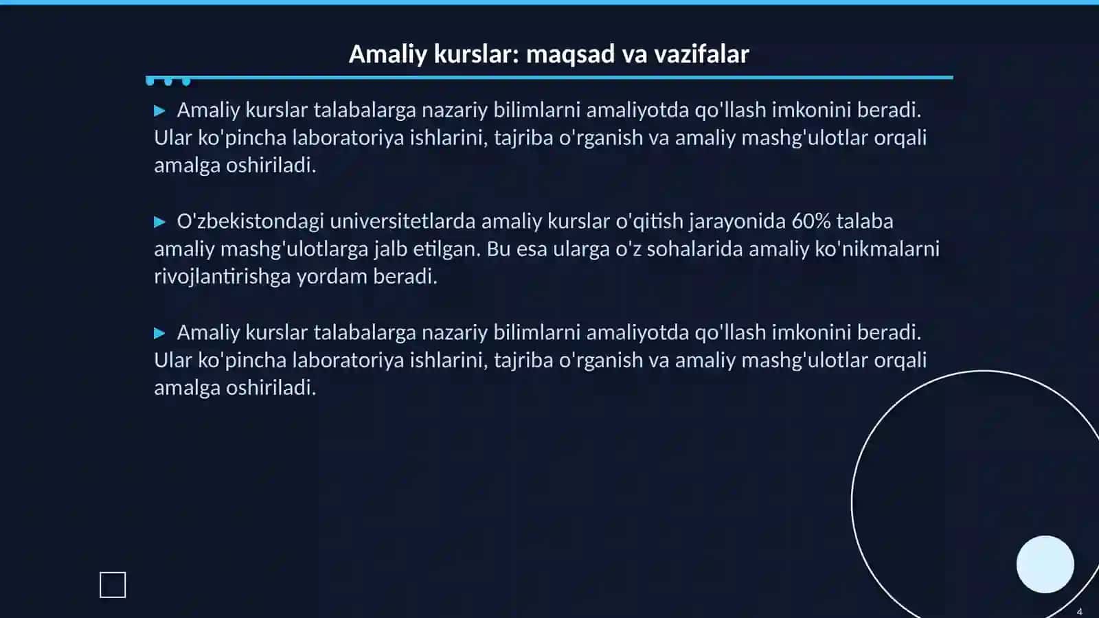 Nazariy va amaliy kurslar 4