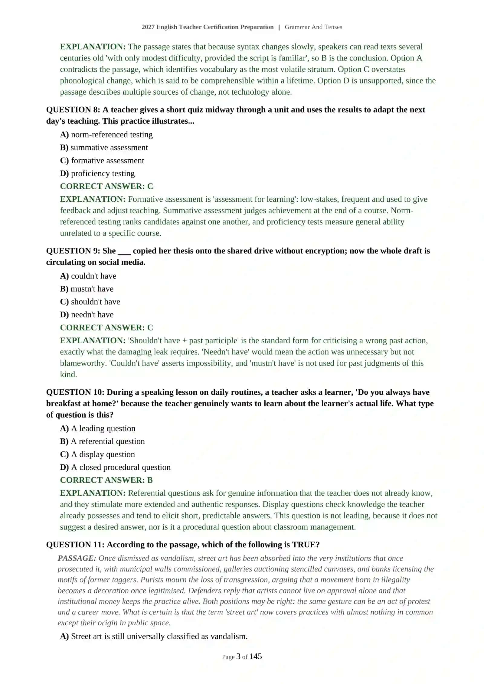 2027 English Teacher Certification Preparation | Grammar And Tenses 4