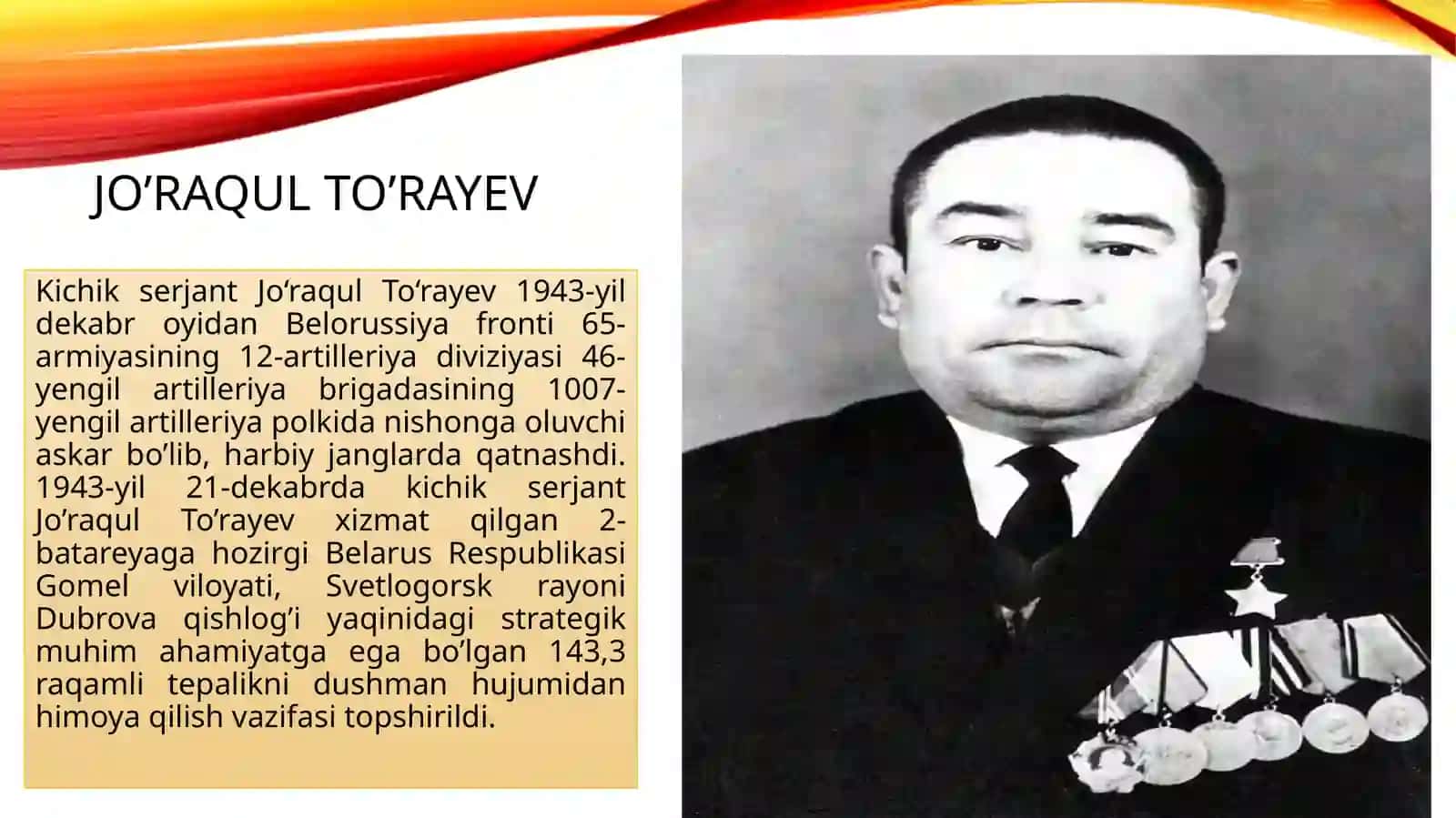 IKKINCHI JAHON URUSHIDA O'ZBEKISTON JANGCHILARINING KO'RSATGAN JASORATLARI (Sirdaryo va jizzax VILOYATI MISOLADI 4