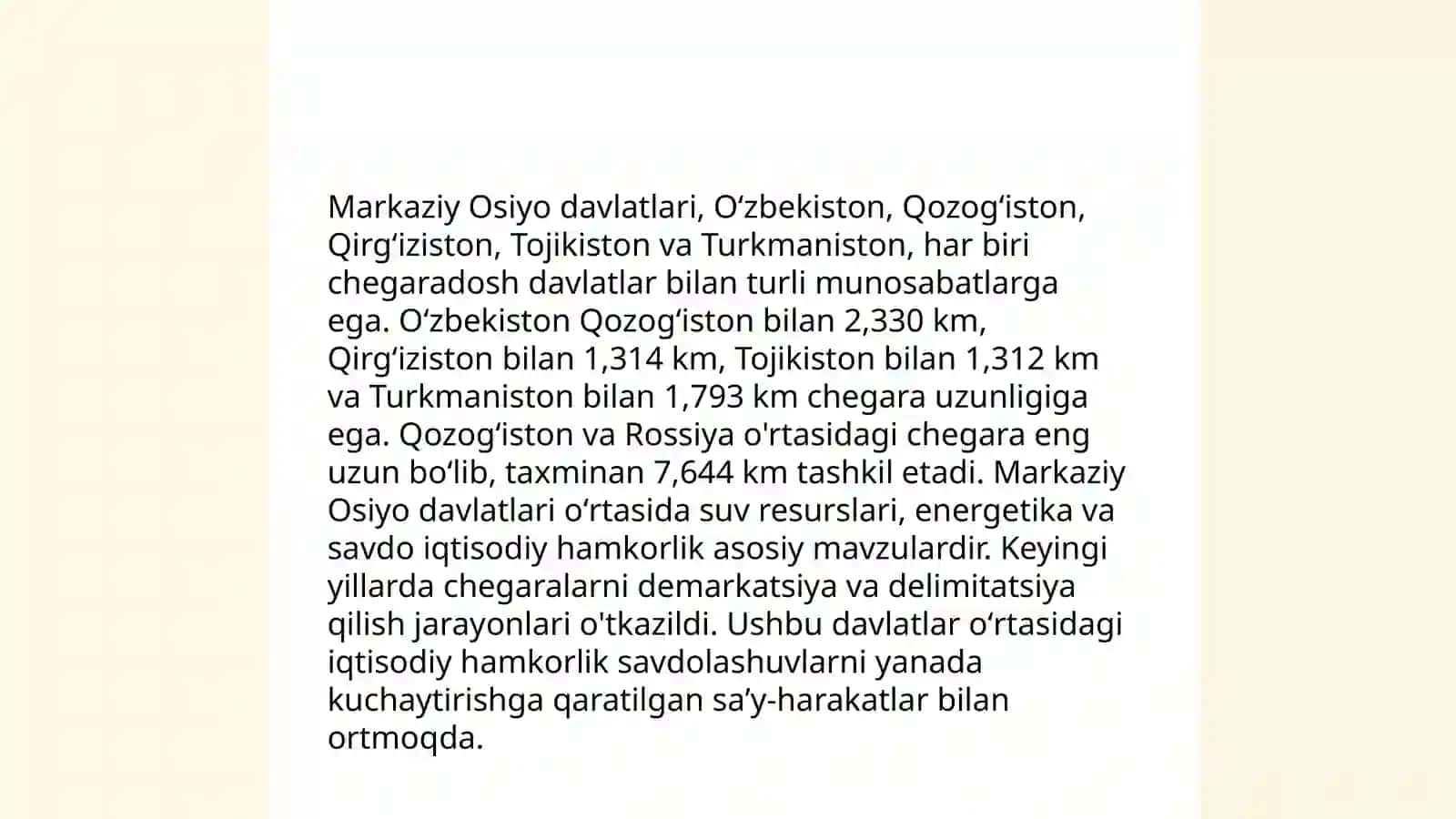 Oʻzbekiston Markaziy Osiyoda tinchlik va barqarorlikni taʼminlashdagi oʻrni 4
