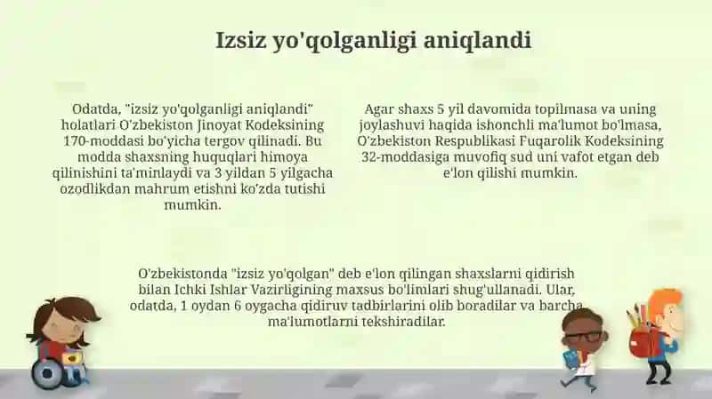 Fuqaroni bedarak yo'qolgan deb topish 4
