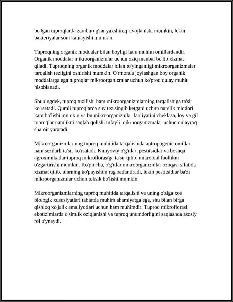 MIKROORGANIZMLARNING TARQALISH MUHIT VA EKOLOGIK OMILLARI 4