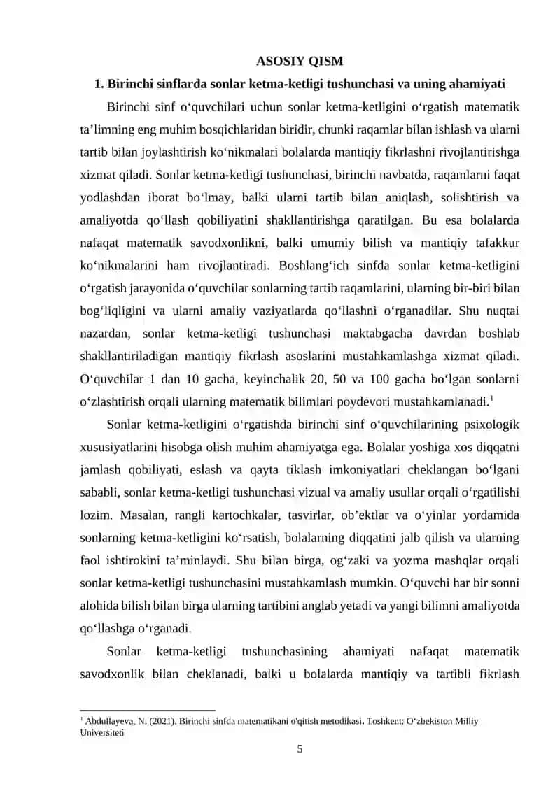 Birinchi sinf oʻquvchilariga sonlar ketma-ketligini oʻrgatish 4