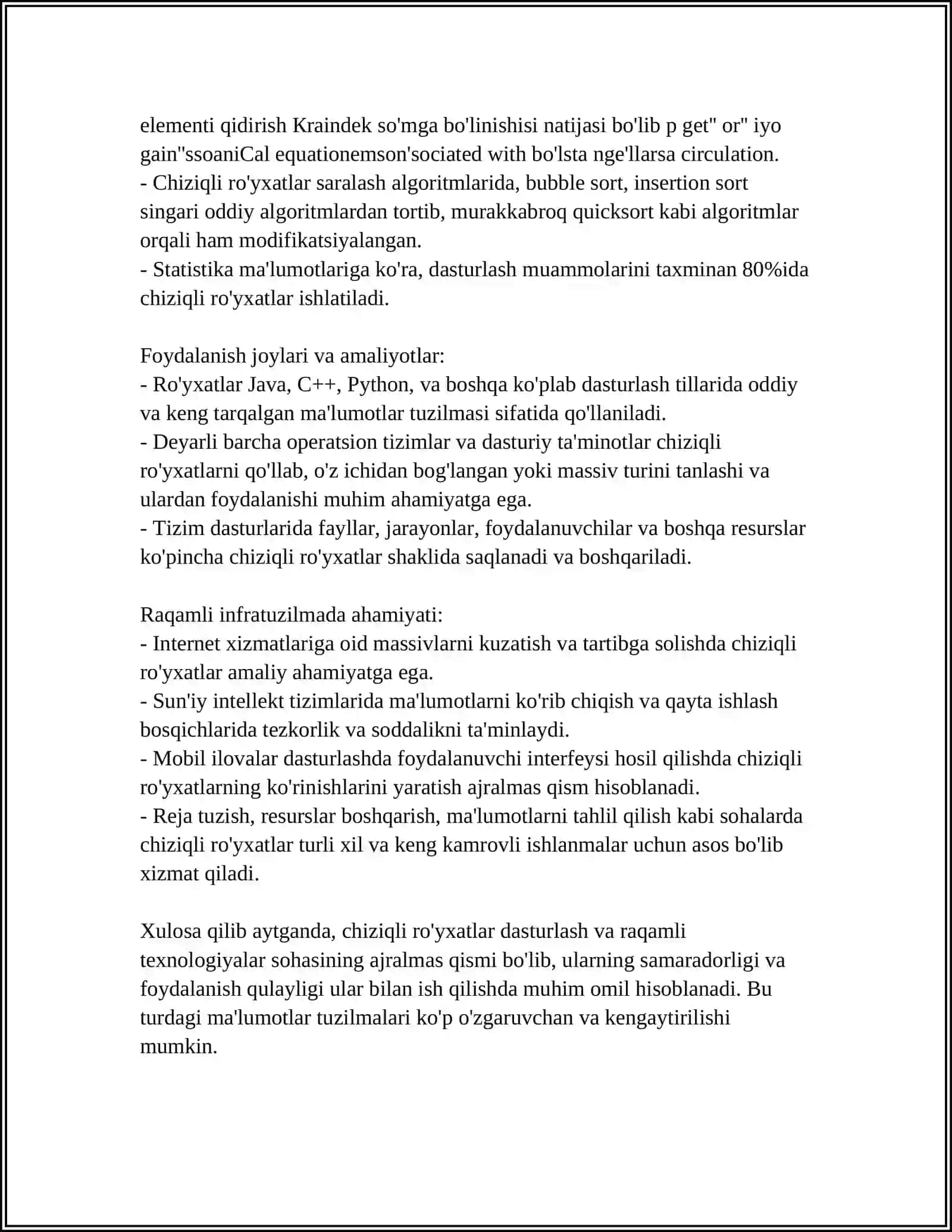 CHIZIQLI MA’LUMOTLAR TUZILMALARI 4
