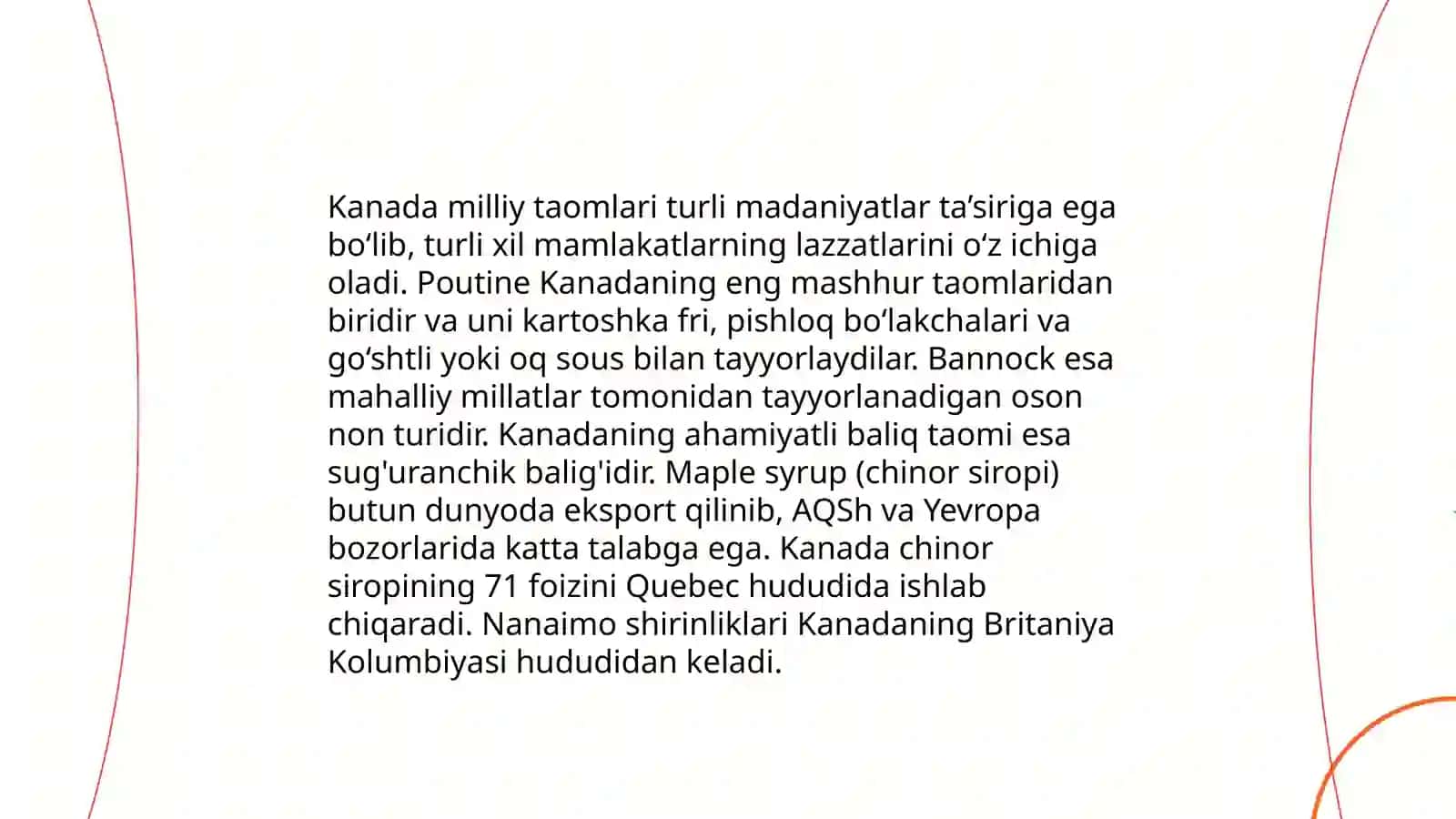 Kanada taomlari va restoranlari haqida 4