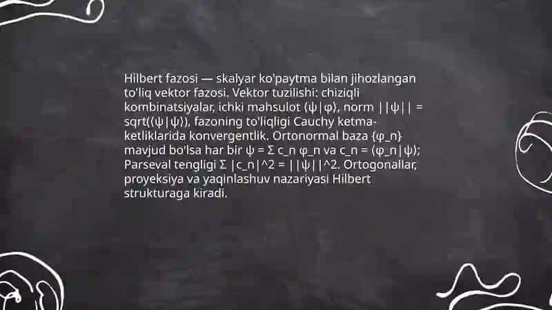 Toʻlqin funksiyalari va operatorlarni vektorlar va matritsalar bilan xarakterlanishi 4