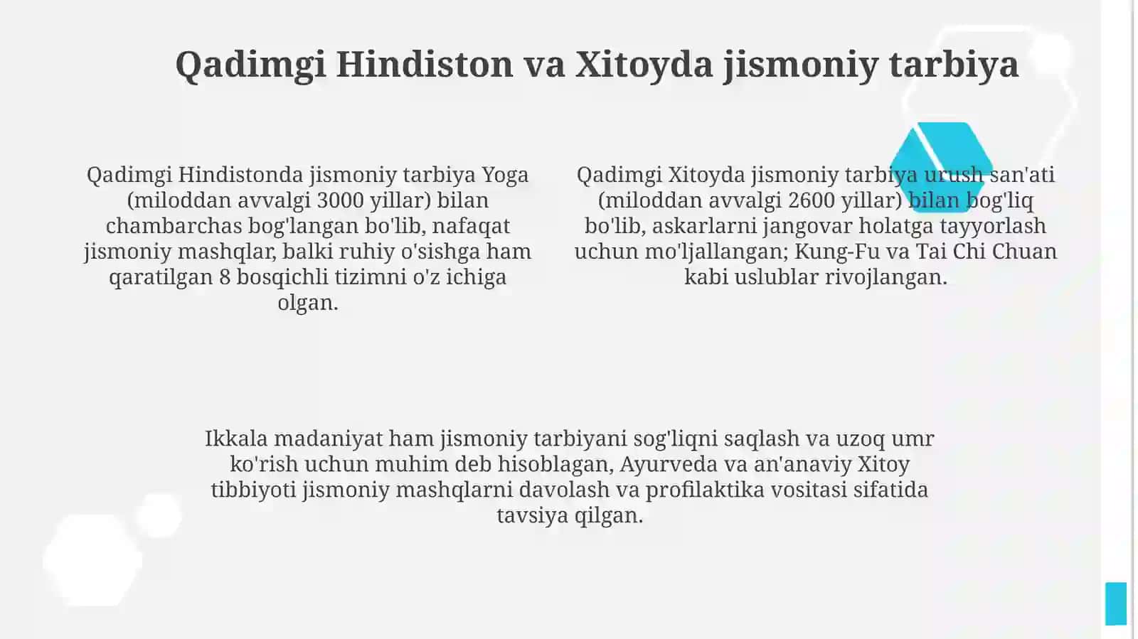 Sharq mutafakkirlarining jismoniy tarbiya haqidagi qarashlari 4