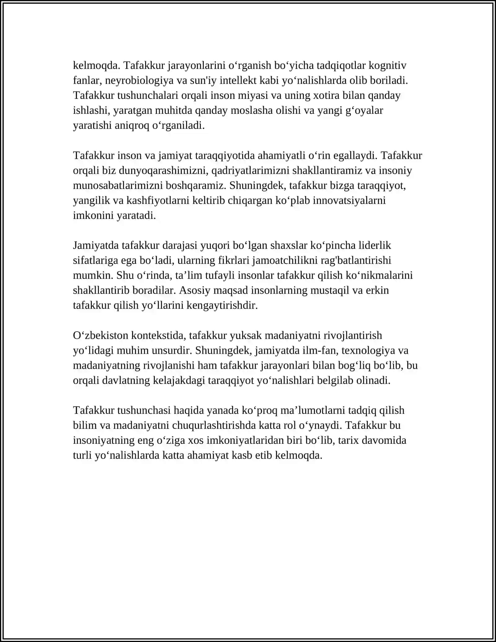 TAFAKKUR JARAYONI TUSHUNCHASI, SHAKLLARI VA SIFATLARI 4