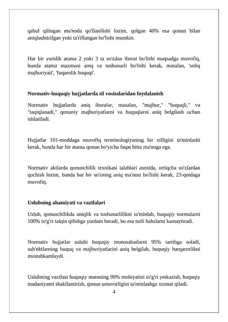 Normativ-huquqiy hujjatning tili va uslubi 4