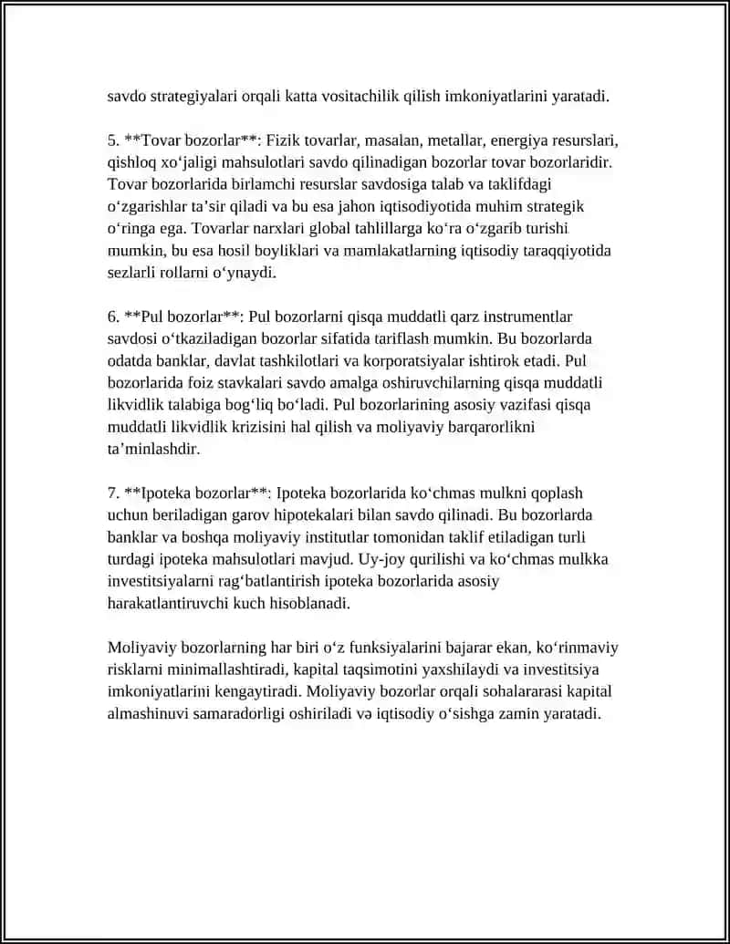 FINANS BAZARLARI HAM OLARDIN TURLERI 4