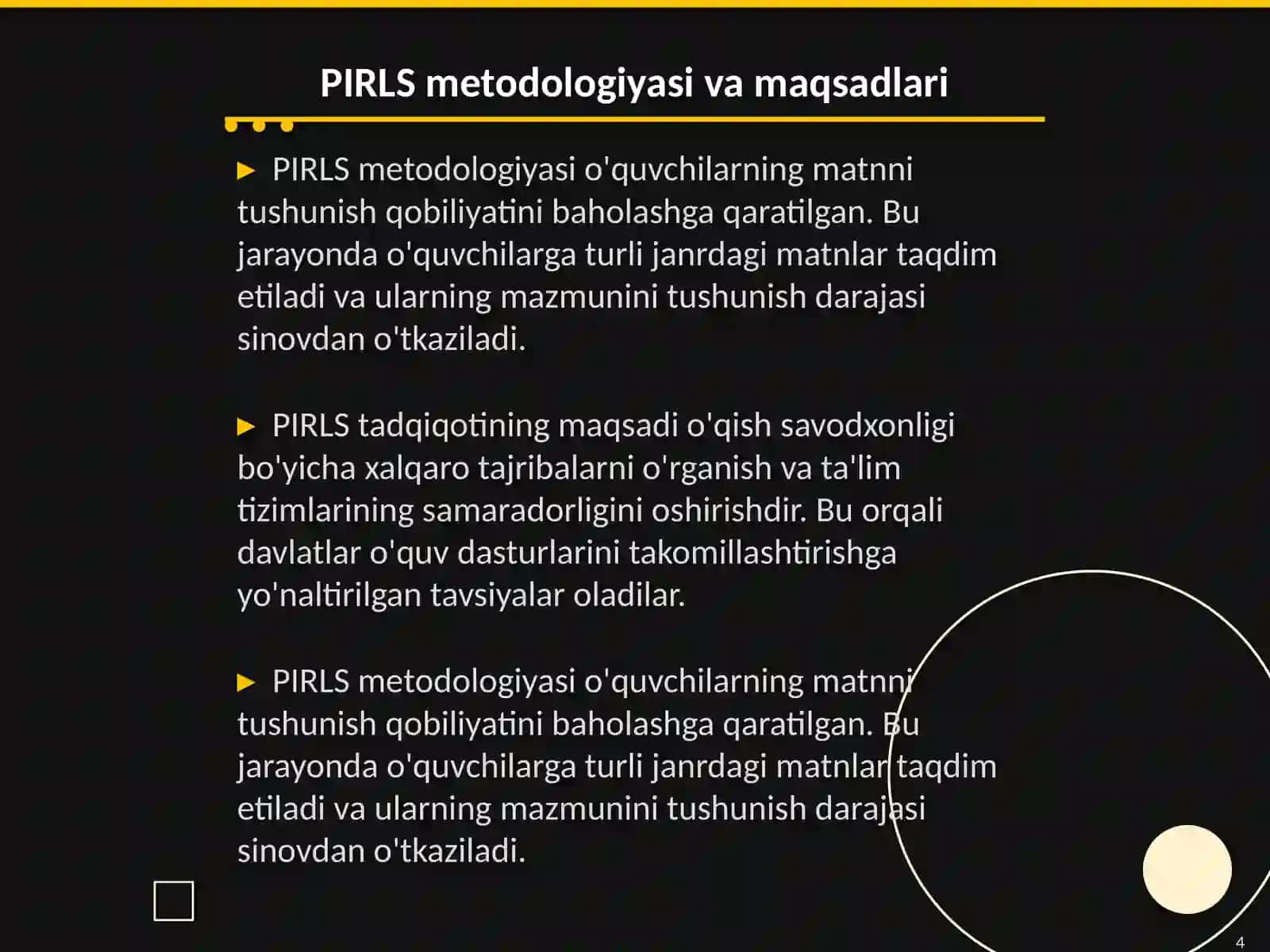 PIRLS topshiriqlari asosida ona tili darsligida berilgan matnlarni tahlil qilish 4