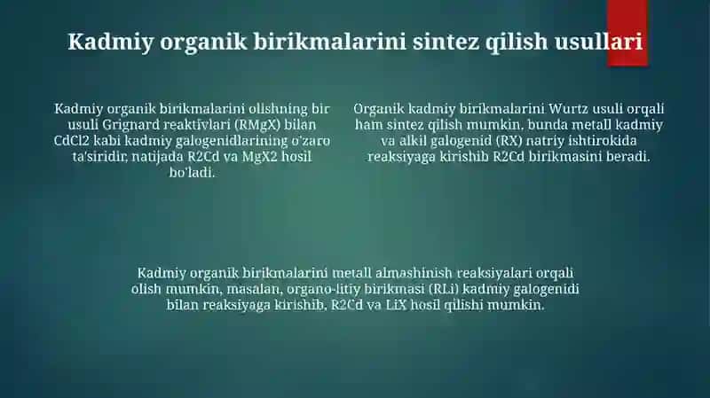 Kadmiy va Temir-organik birikmalar 4