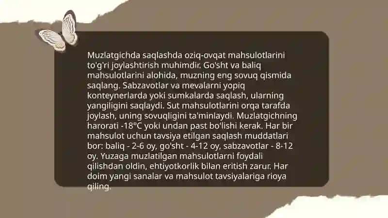Oziq-ovqat maxsulotlarini saqlash qoidalari 4