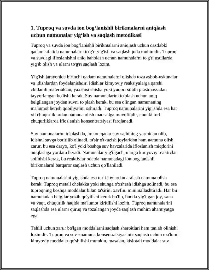 Tuproq Va Suvning IFLOSLANISHIDA ION BOĢLANISHLI BIRIKMALARNI ANIQLAB 4