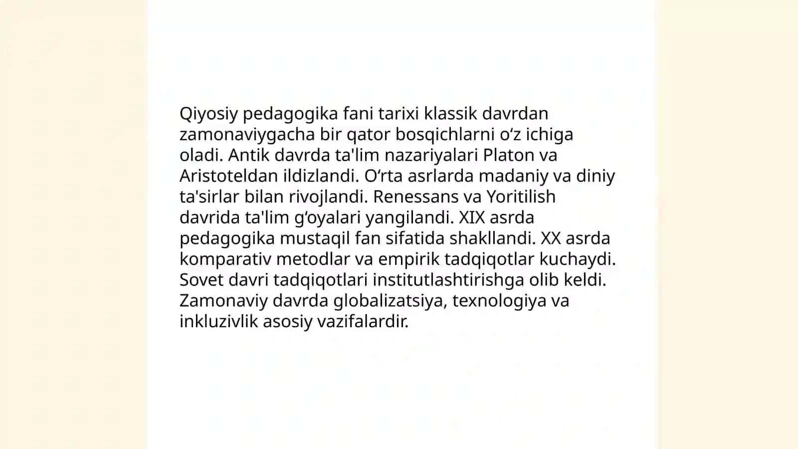 Qiyosiy pedagogika fani taraqqiyotining davriy xususiyatlari mazmuni vazifalari 4
