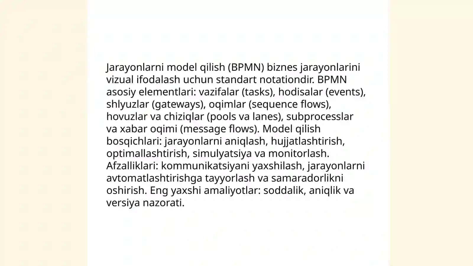 Biznes jarayonlarini boshqarish 4