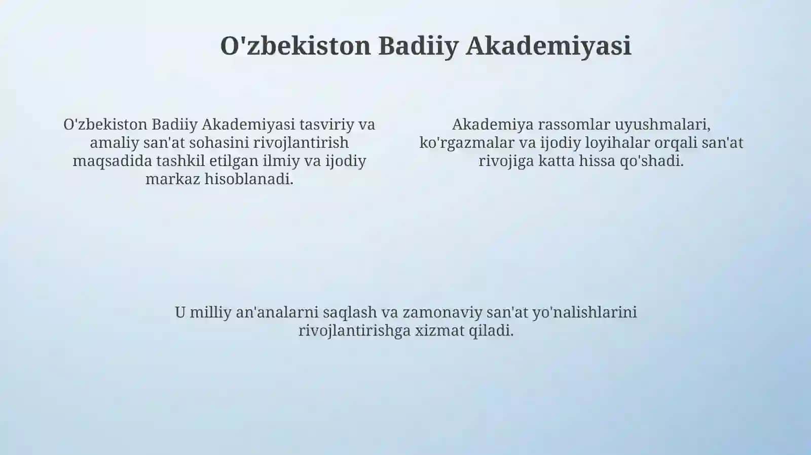O'zbekiston Badiiy Akademiyasi faoliyatida ijodiy ishlab chiqarish 4