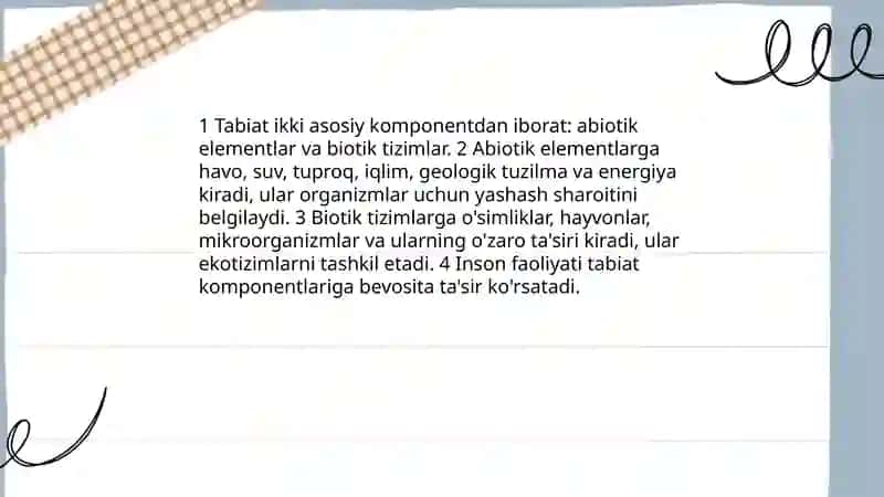 Tabiat haqida asosiy tushunchalar va tabiat komponentlari 4