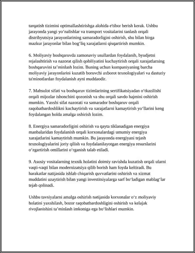 KORXONANING IQTISODIY KO'RSATKICHLARINI YAXSHILASH YO‘LLARI 4