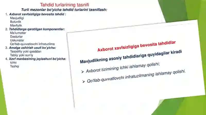 Axborot Komunikatsiya texnologiyalari xavfsizligiga bo'ladigan tahdidlar 4