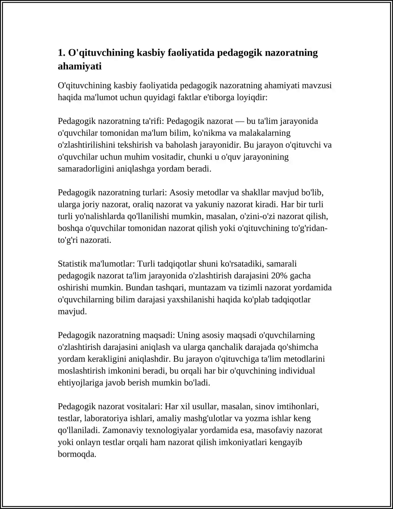 O'QITUVCHI KASBIY FAOLIYATIDA PEDAGOGIK NAZORAT VA ODOB-AXLOQ 4