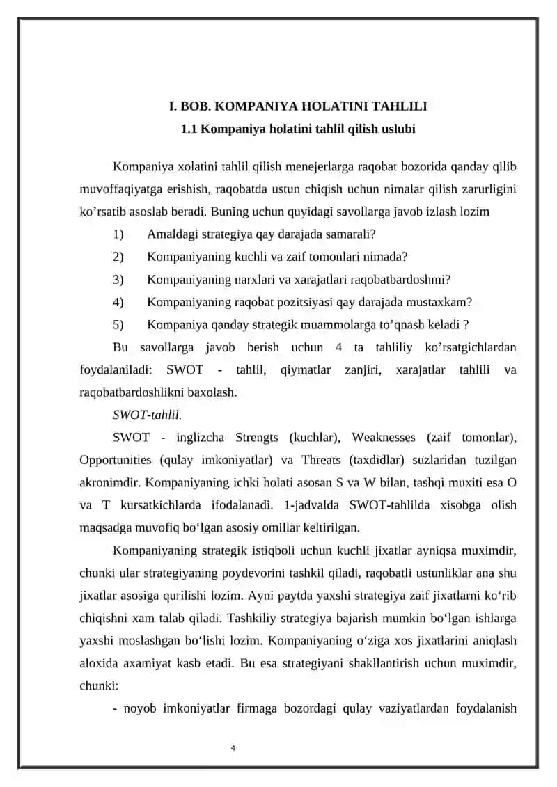 KOMPANIYA PORTFELINING KORXONALAR TARMOQLARI BO’YICHA TAHLILI 4