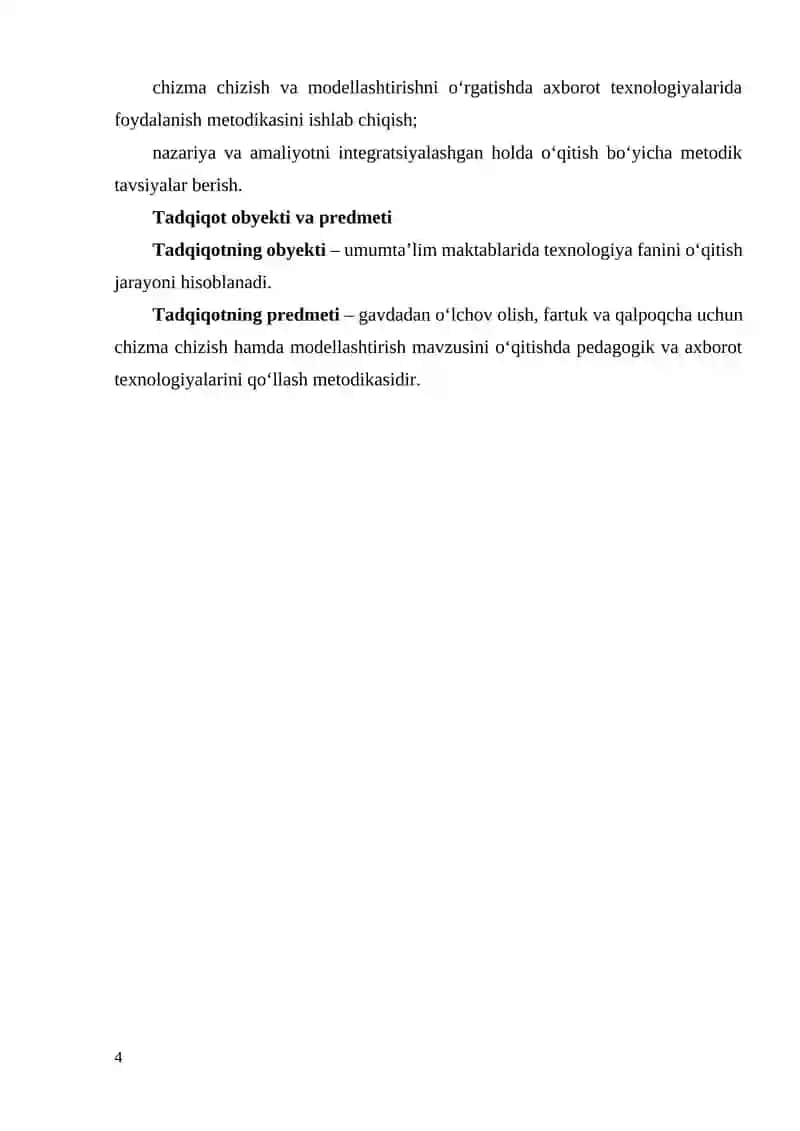 GAVDADAN O'LCHOV OLISH FARTUK VA QALPOQCHA UCHUN CHIZMA CHIZISH MODELLASHTIRISH (MAVZUSINI O'QITISHDA PEDAGOGIK VA AXBOROT TEXNOLOGIYALARNI QO'LLASH METODIKASI) 4