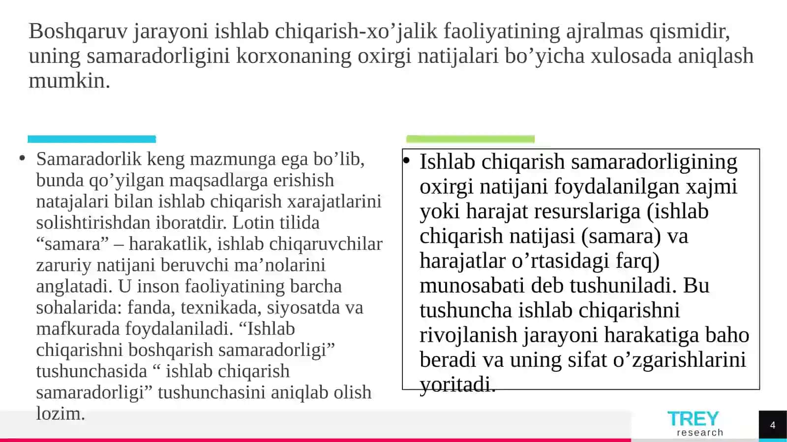 Kurs ishi - Boshqaruv Samaradorligi 4