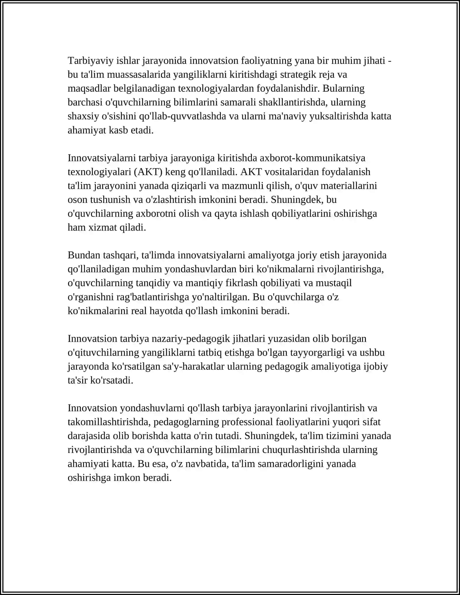 Tarbiyaviy ishlar jarayonida innovatsiya tushunchasi va nazariy asoslari 4
