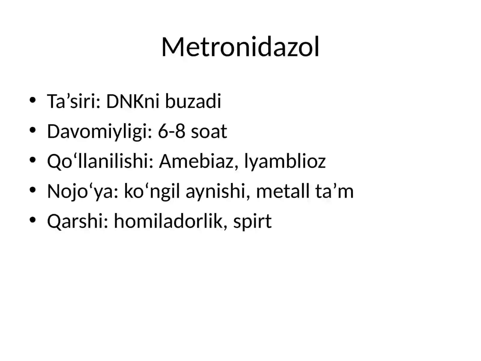 Sodda jonivorlarga qarshi vositalar.Sulfanilamidlarprepartlari 4